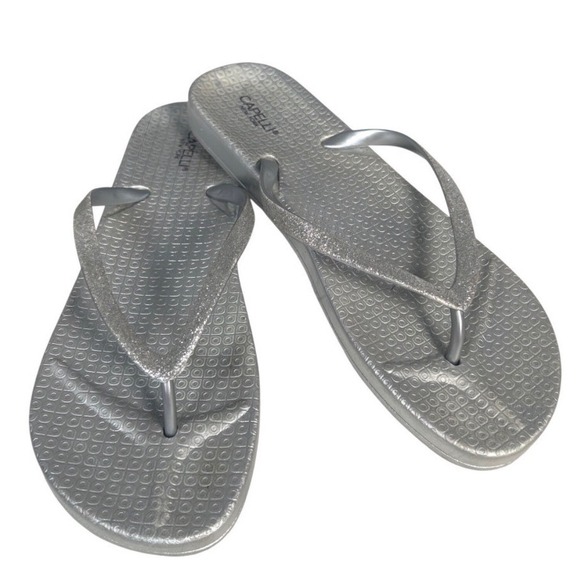 Capelli of New York Shoes - Capelli New York Womens Flip Flop Sandals Silver Metallic Glitter Size 11
